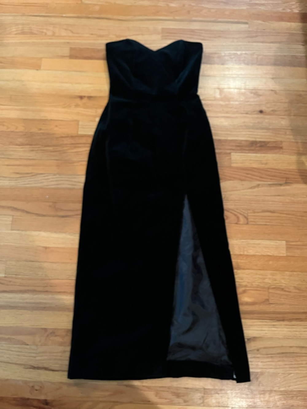 Vintage 90s sweetheart neckline Strapless dress with Front Slit size 3/4
